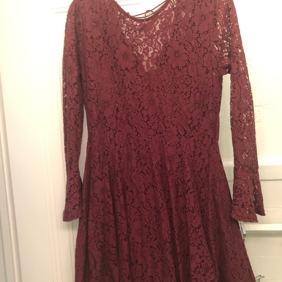 deep red lace dress